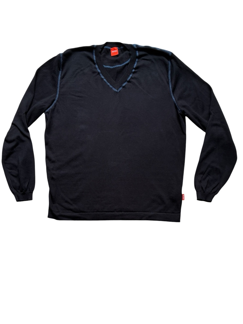 Hugo Boss Men's Black 100% Cotton V-Neck Sweater Size XL